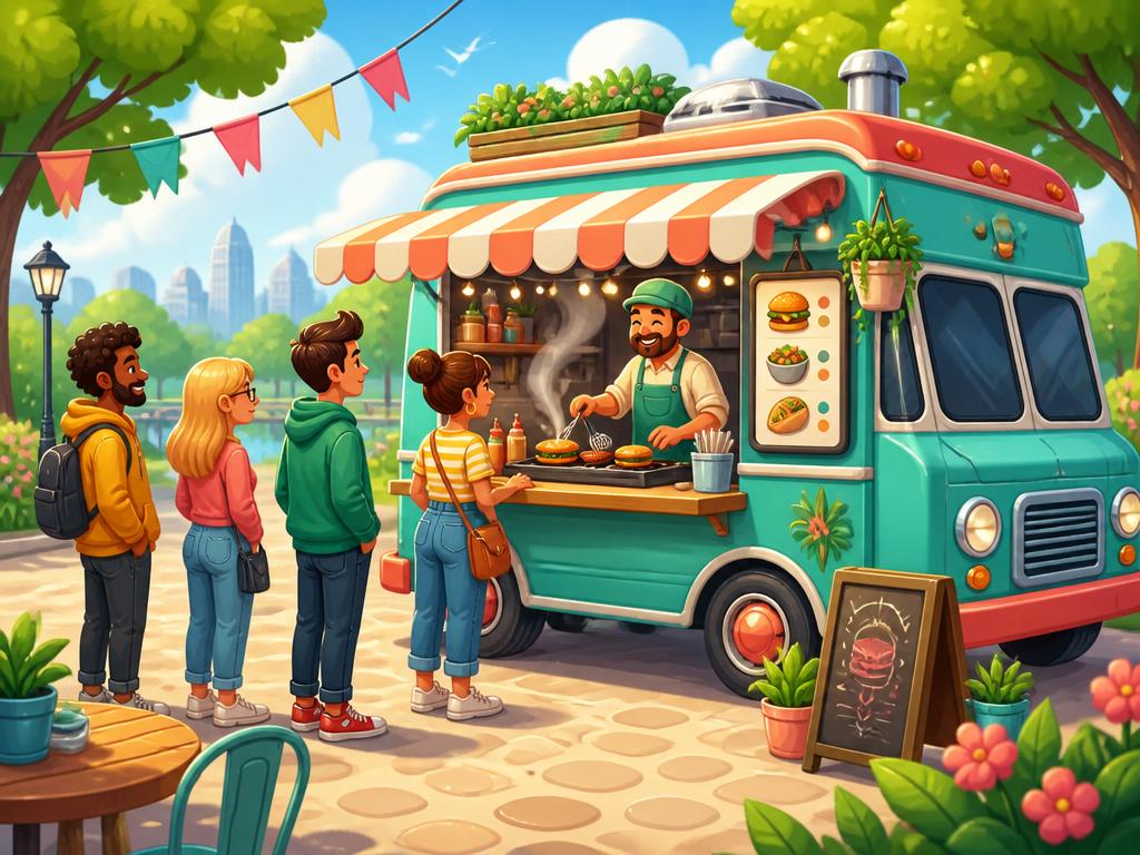Illustrated scene from Break-even Food Truck