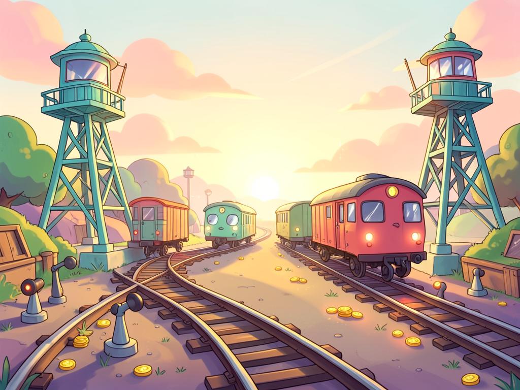 Illustrated scene from Debit & Credit Railway