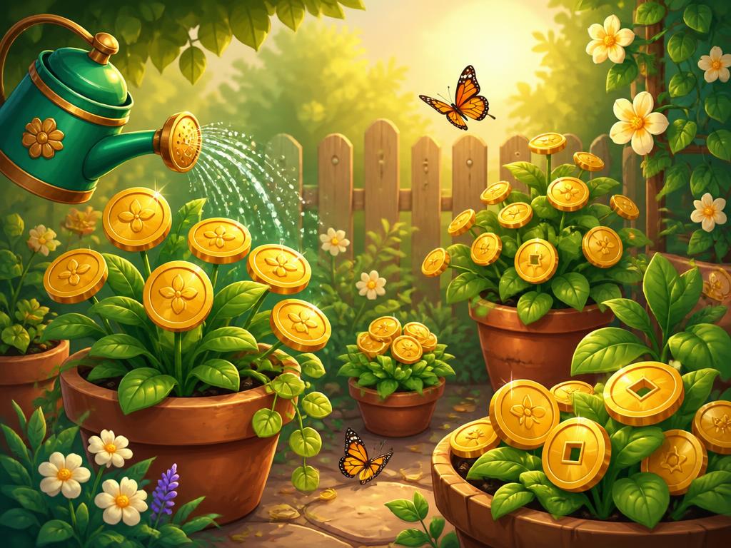 Illustrated scene from Savings Garden